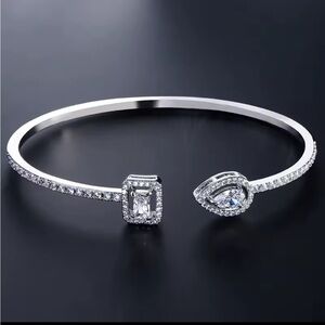 Lux silver color diamond Sophisticated Silver Bracelet with Crystal Details
